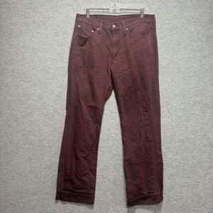 Levis 514 Jeans Mens 33x32 Red Burgundy Denim Straight Leg Casual Outdoors Pants